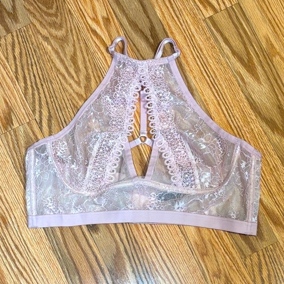 Victoria's Secret Other - Victoria's Secret Very Sexy Sheer Lace Bralette, high neck, Pink, Large